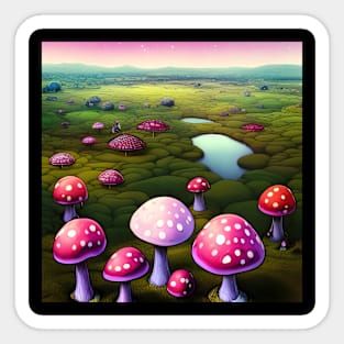 Pink Mushroom Wonderland Sticker